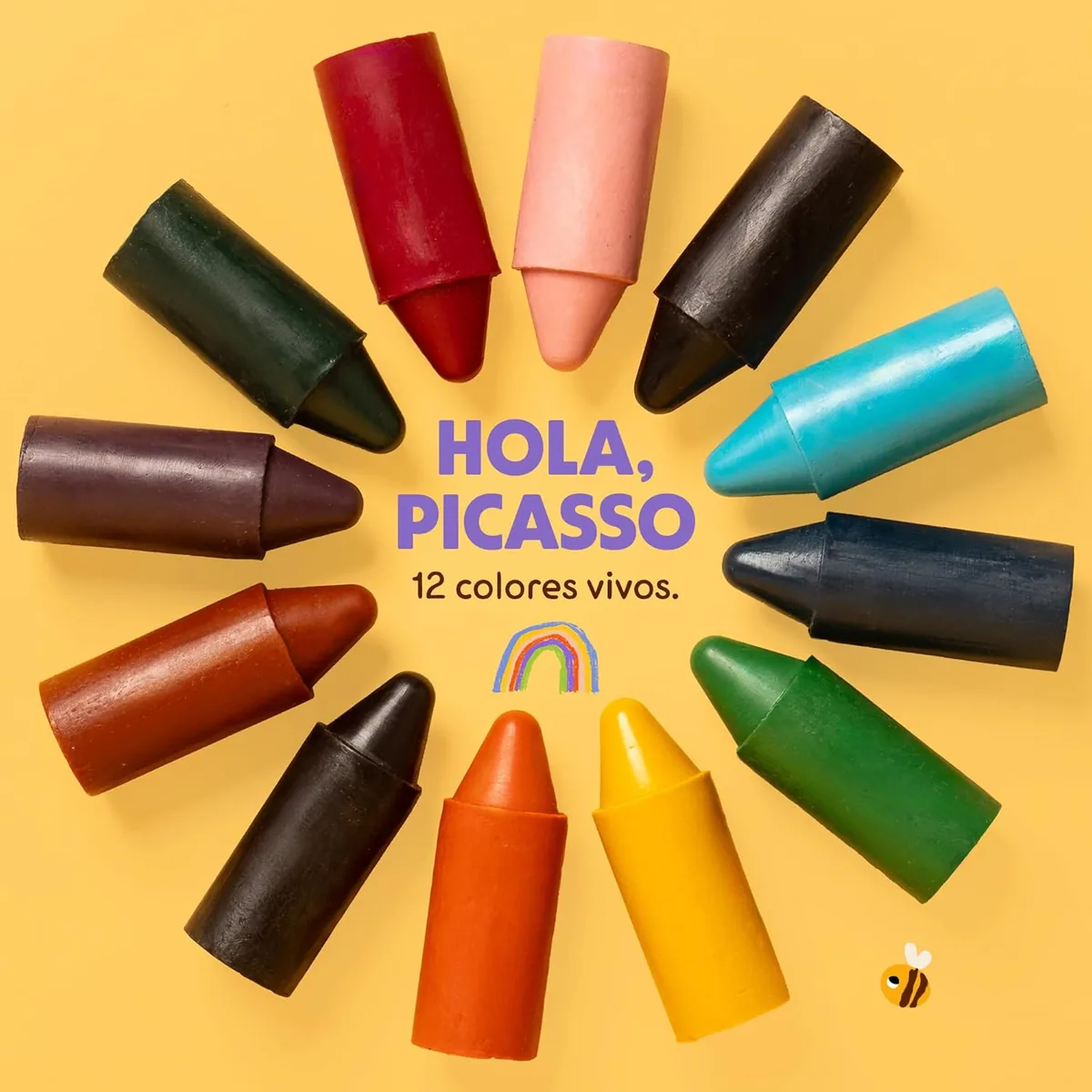 Doce ceras Honeysticks gruesas de diferentes colores dispuestas en círculo